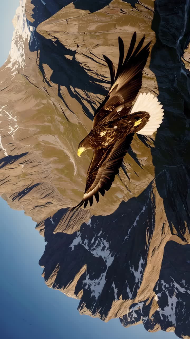 Eagle Soaring Above Majestic Mountains