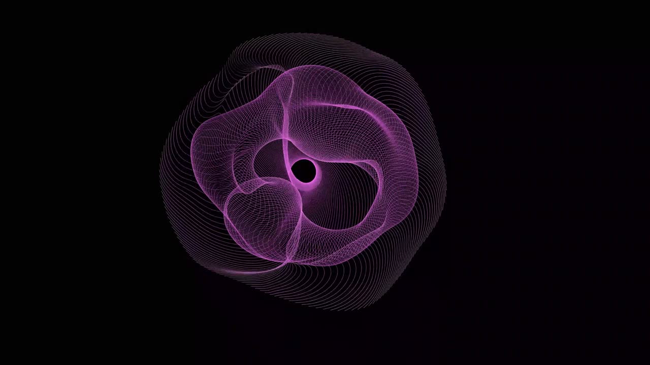 Energy sphere of waves. Lilac animated element. Abstract technology, science, engineering and artificial intelligence motion background.