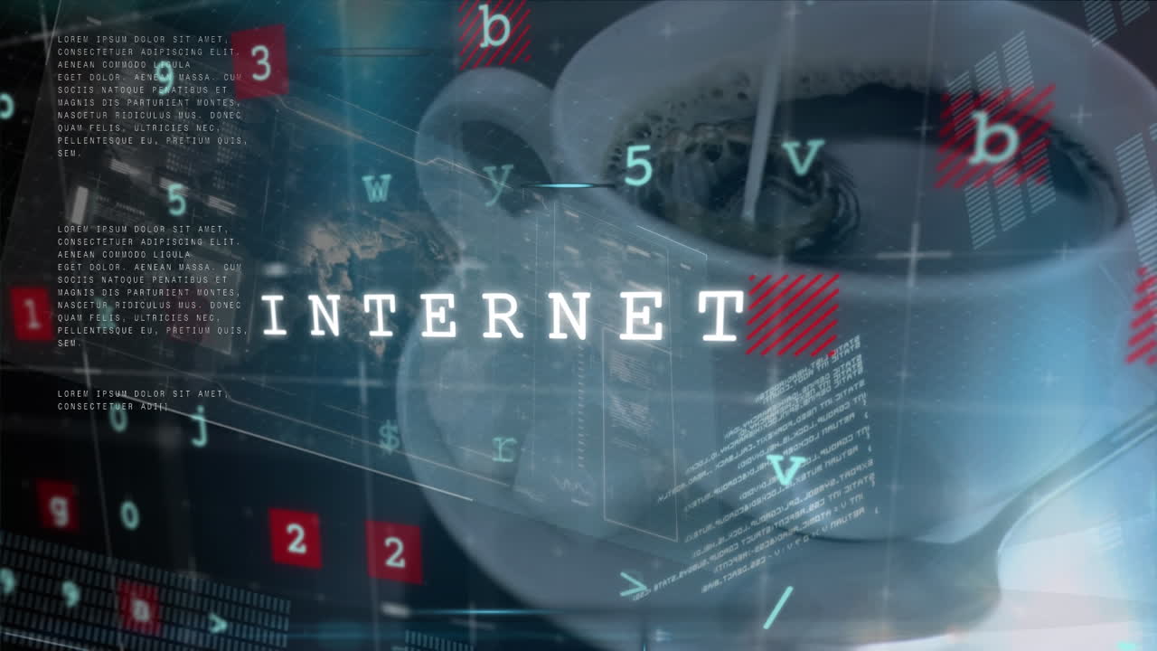 데이터 처리와 커피 한 잔에 대한 텍스트의 애니메이션