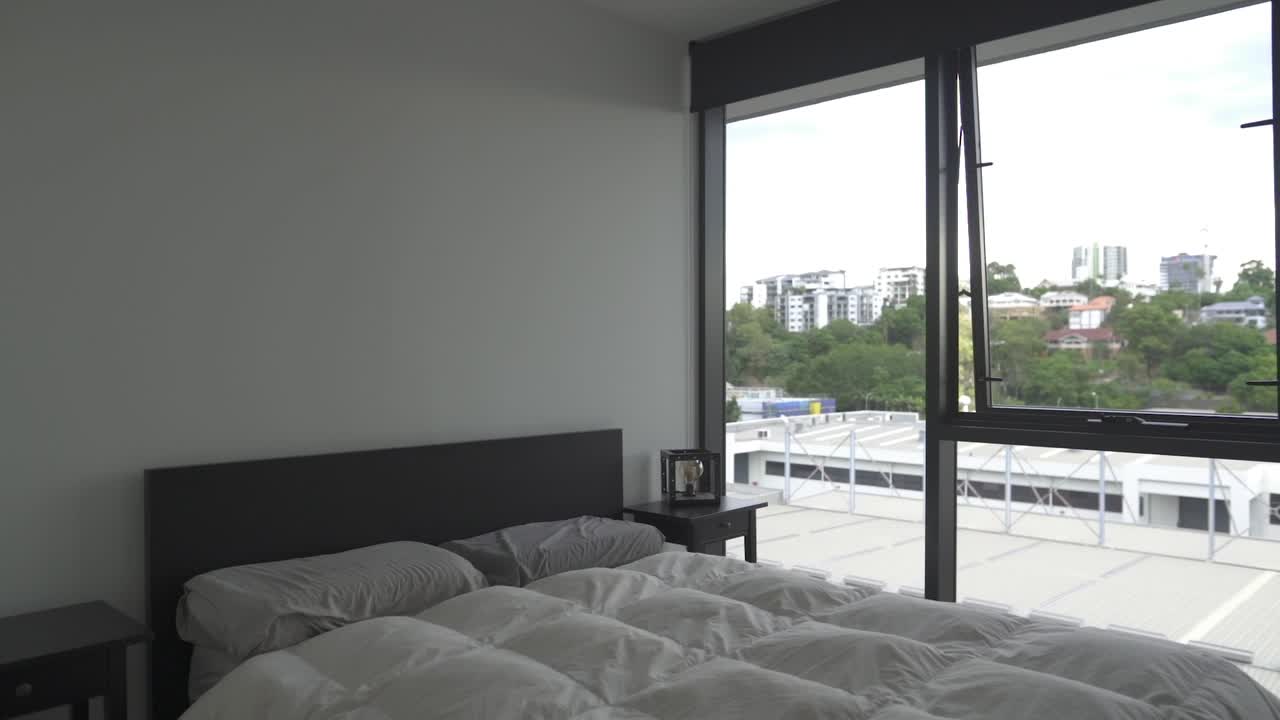 Modern bedroom in apartment building
