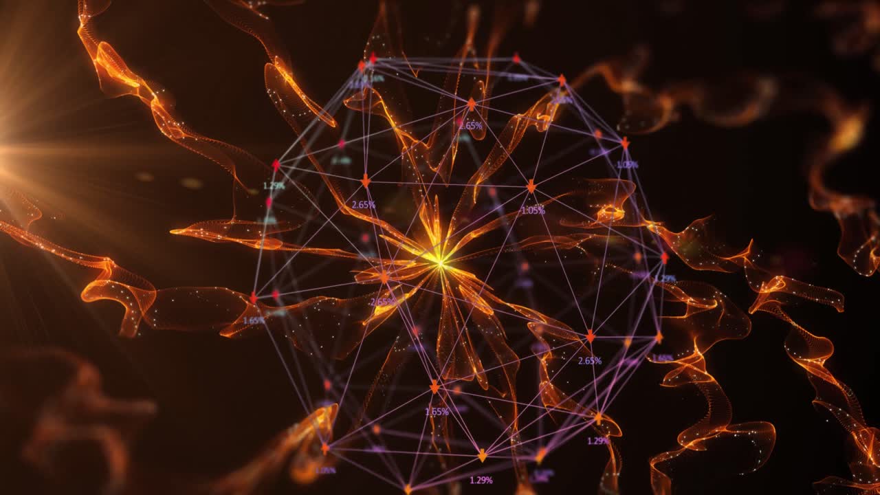 animación del globo con una red de conexiones en llamas