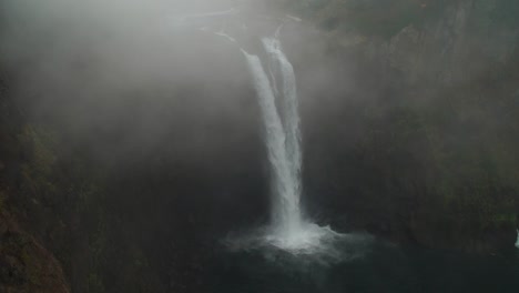 the snoqualmie falls on a misty morning in autumn.mid wide shot