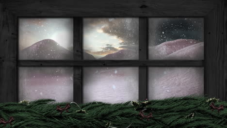 winter scenery seen through window