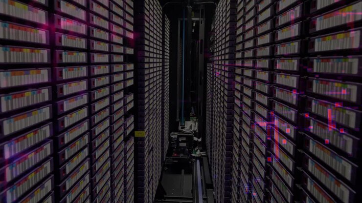Animation of data processing over server room