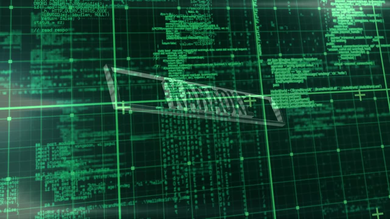 Animation of data processing over black background
