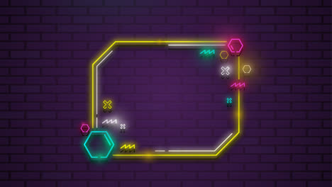 gráfico de movimiento de marco decorativo de neón brillante