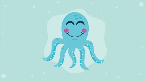 blue octopus swiming undersea animation