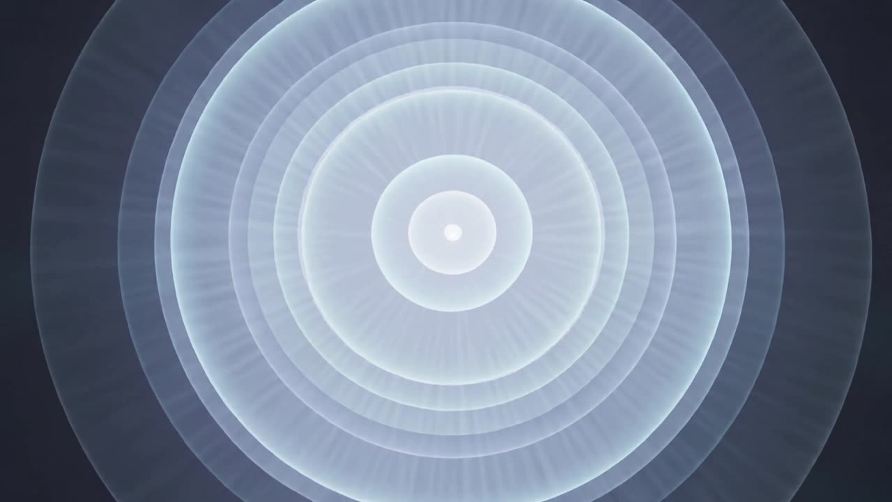 Starting concentric rings expanding on dark gradient, with central core breathing to fill frame