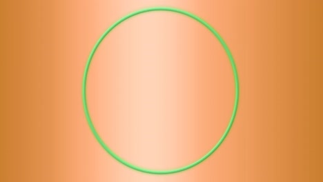 animación de un banner circular verde neón con espacio de copia contra un fondo de gradiente naranja