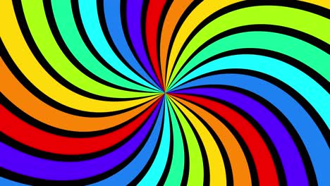 las líneas radiales curvas del arco iris giran alrededor del centro de un fondo de 4k.