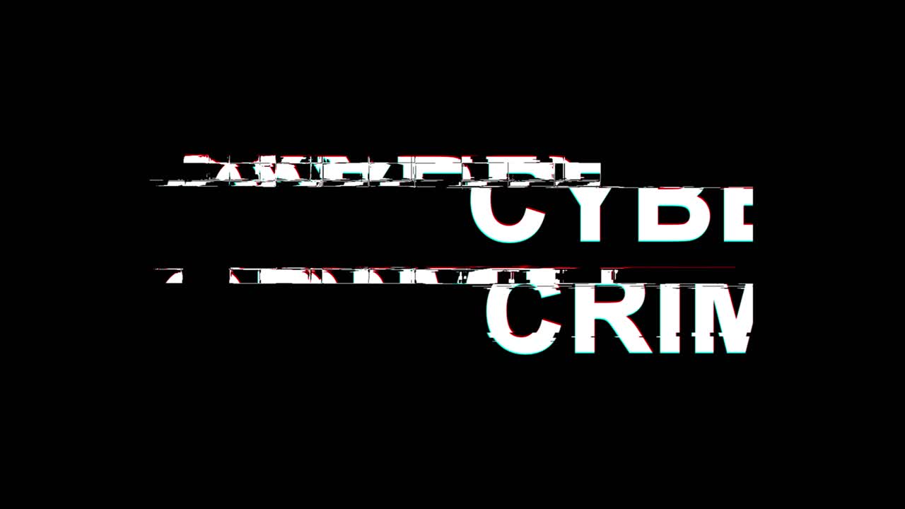 efecto de fallo del crimen cibernético texto distorsión de la televisión digital animación en bucle 4k