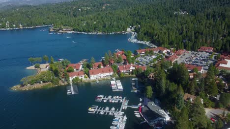 Lake-Arrowhead-In-Southern-California---Aerial-Drone-Shot