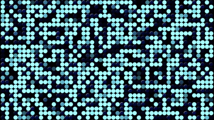 Abstract Background of Glowing Blue Circles Pulsing in a Grid
