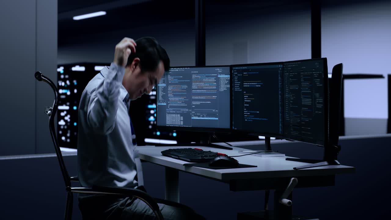 Frustrated Programmer in Server Room