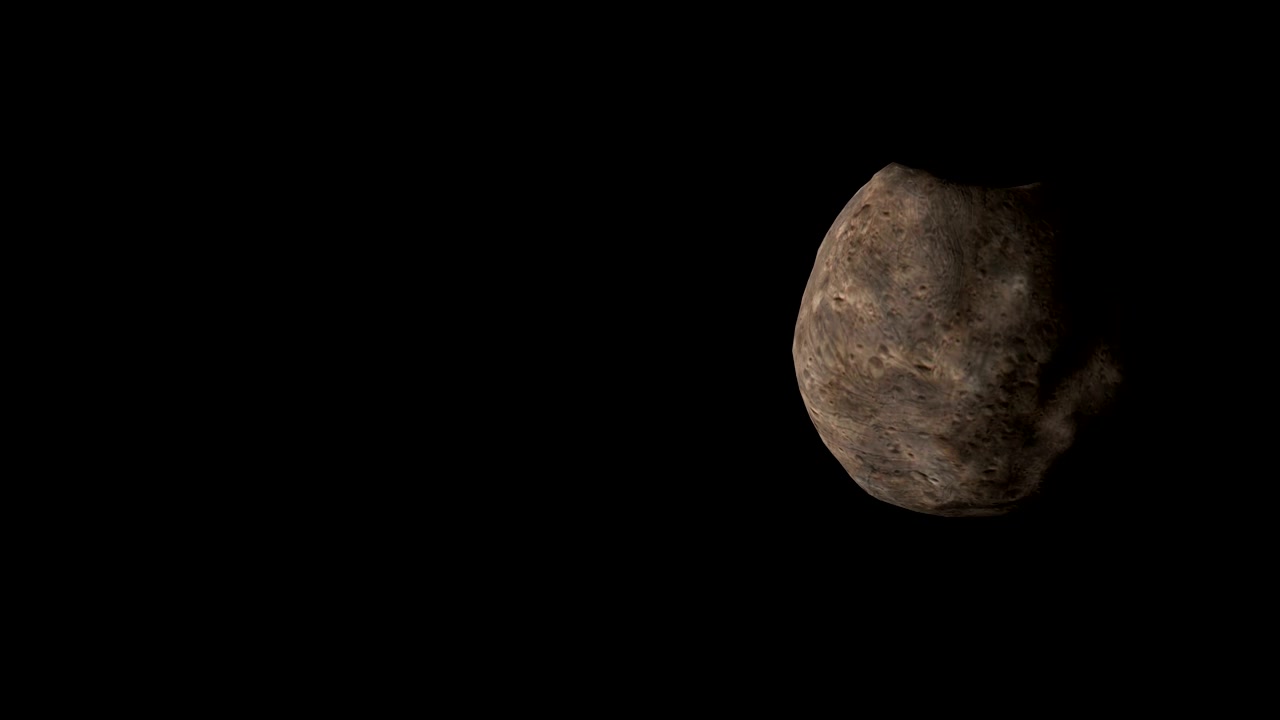 Fobos, luna marziana, o altro oggetto simile a un asteroide ruota senza soluzione di continuità
