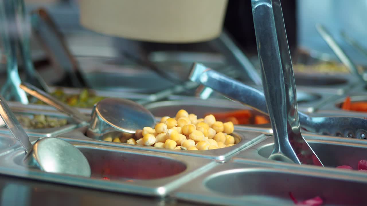 Salad bar with fresh ingredients