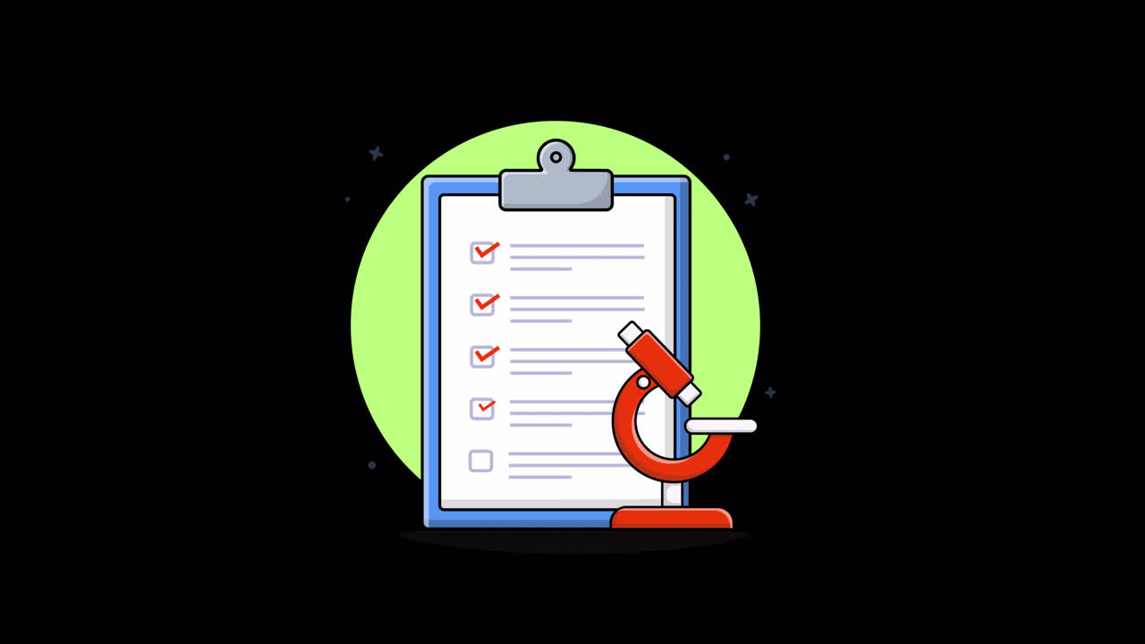Animated Checklist with Microscope for Scientific Analysis