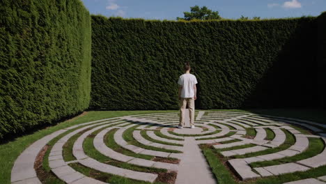 person in a garden maze