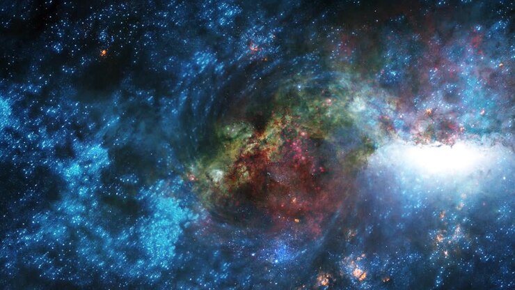 4k die oberfläche der sich bewegenden schwarzen löcher im weltraum