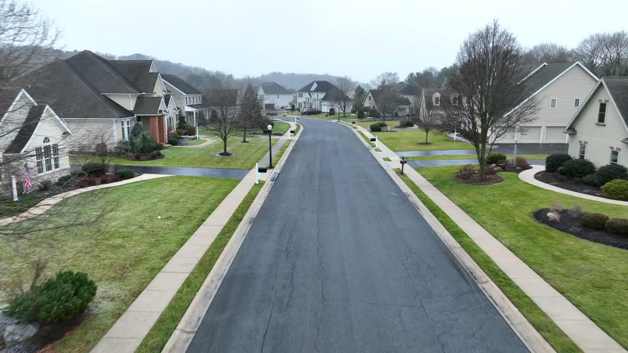 Empty Suburban Street on a Cloudy Day