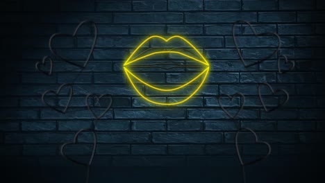 letrero de neón que muestra labios y corazones