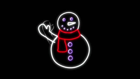 Snowman-neon-sign-on-black-background