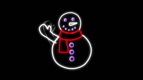 snowman neon sign on black background