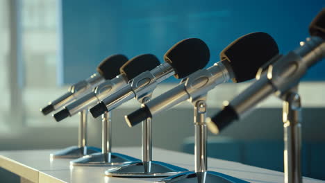 row of microphones