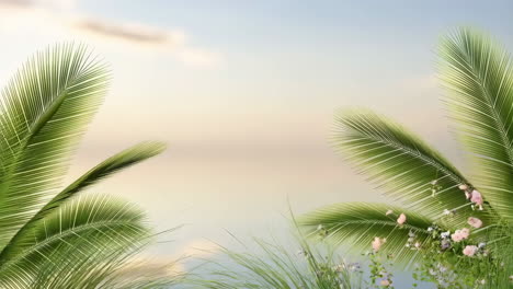 tropical foliage and flowers