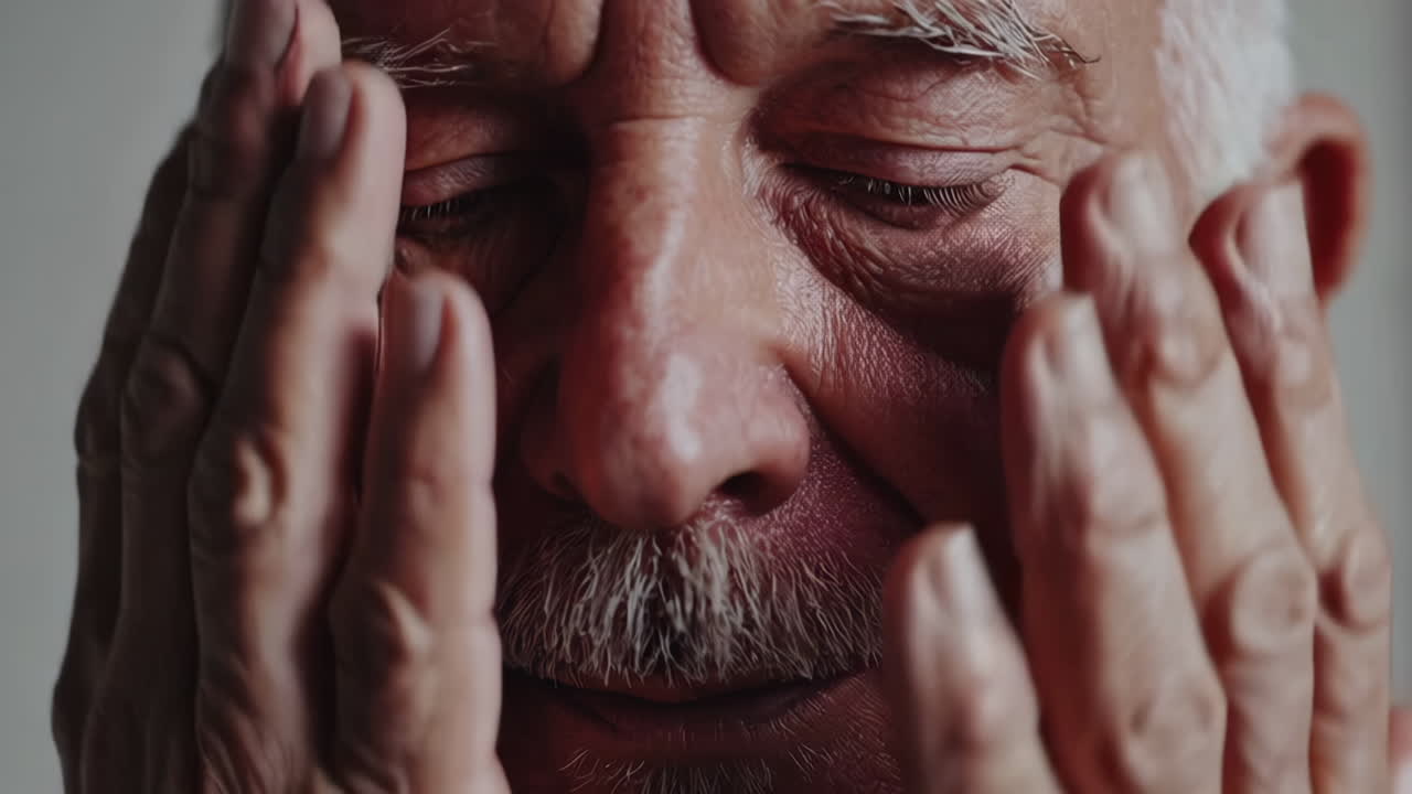 Close-up of a Senior Man Suffering
