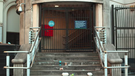 Charing-Cross-underground-tube-train-station-closed-covid-London-Lockdown,-2020