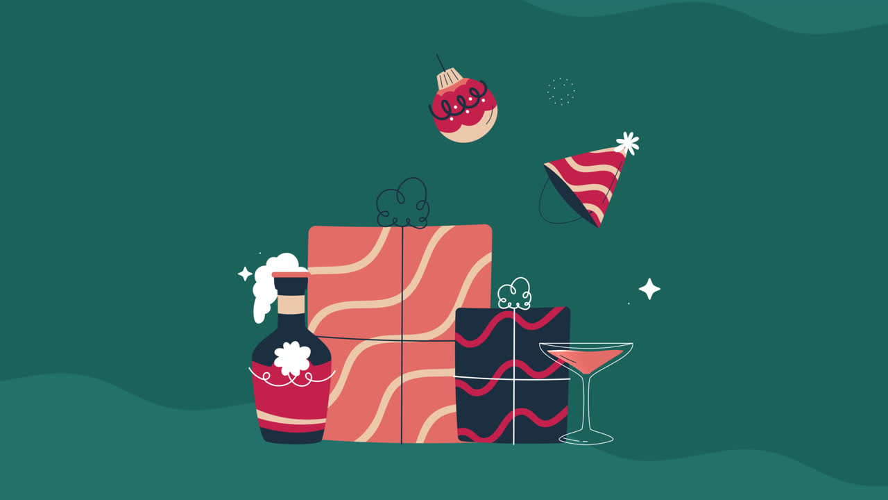 선물, 페인, 파티 모자와 함께 축제 축하