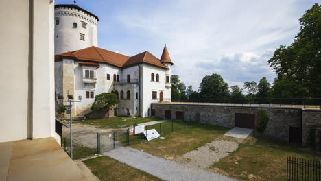 time lapse footage of budatin castle in žilina, slovakia.