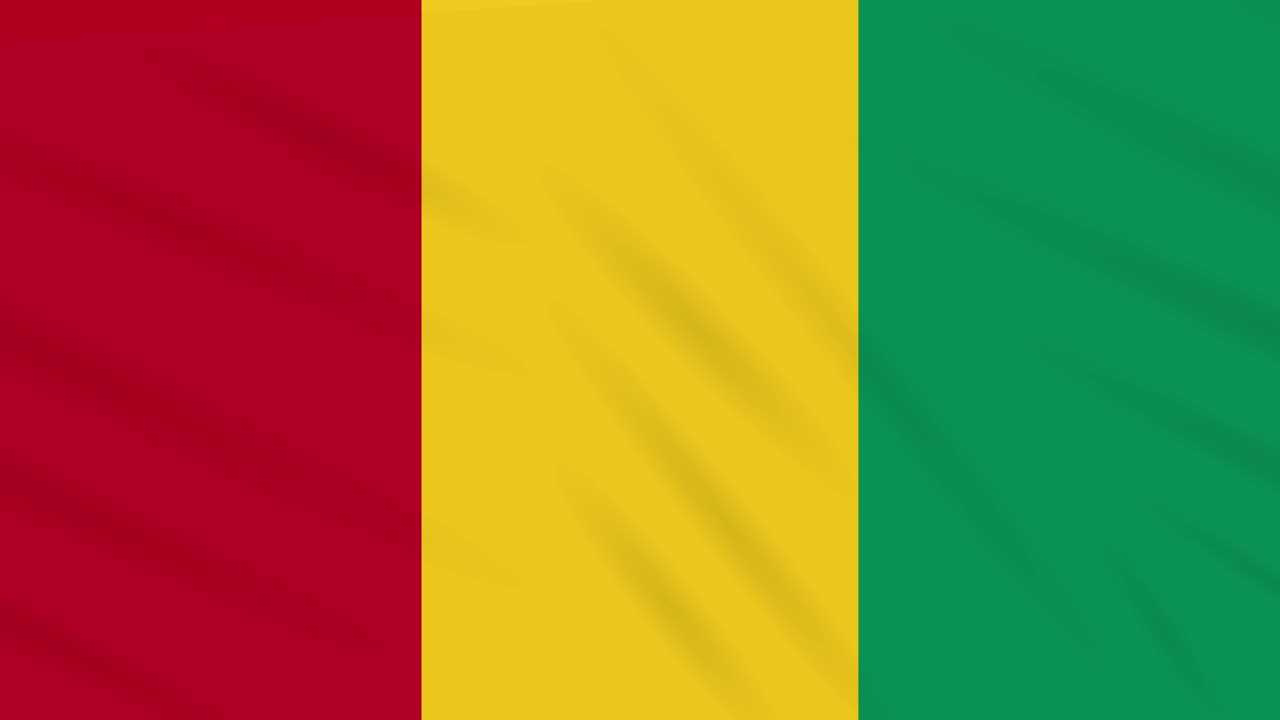 Bandiera della Guinea in tessuto sventolante, loop di sfondo