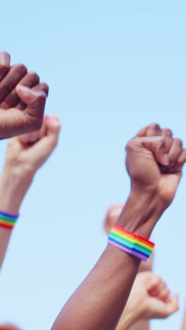 raised fists symbolizing unity and pride