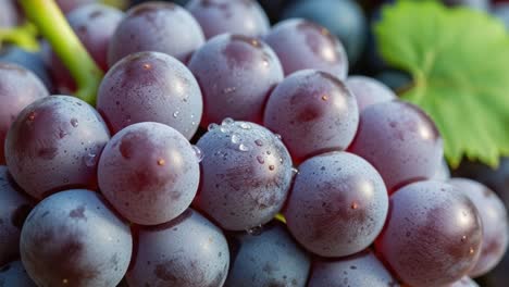 close-up views of fresh grapes showcasing their lush texture, vibrant color, and water droplets, highlighting the freshness of nature's sweet bounty