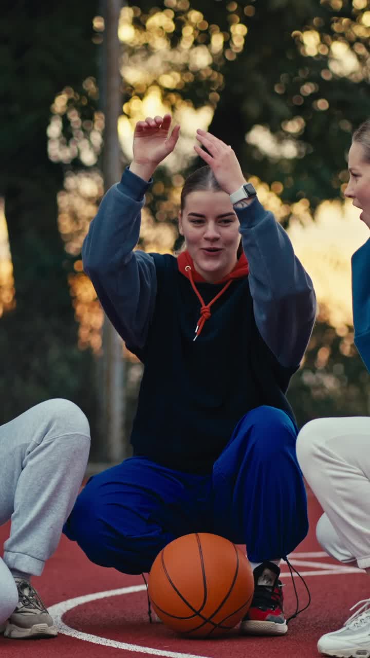 Friends enjoying a basketball game