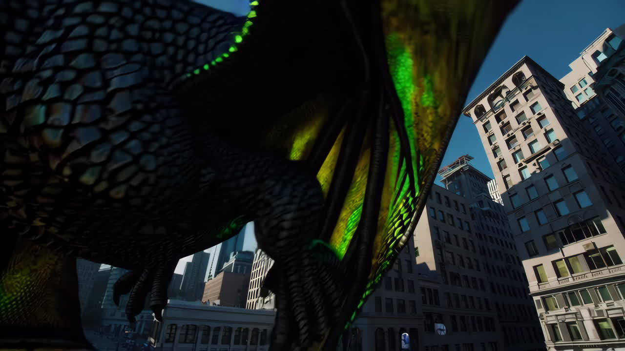 도시 위를 날아다니는 드래곤