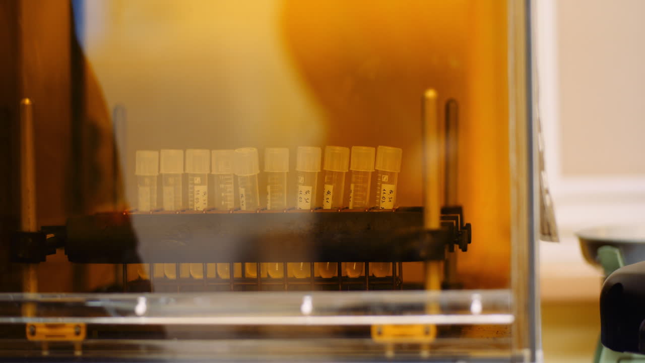 Provette con batteri in agitatore in laboratorio 2