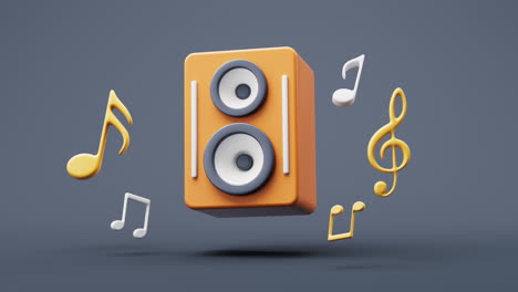 loop animation of music instruments with cartoon style, 3d rendering.