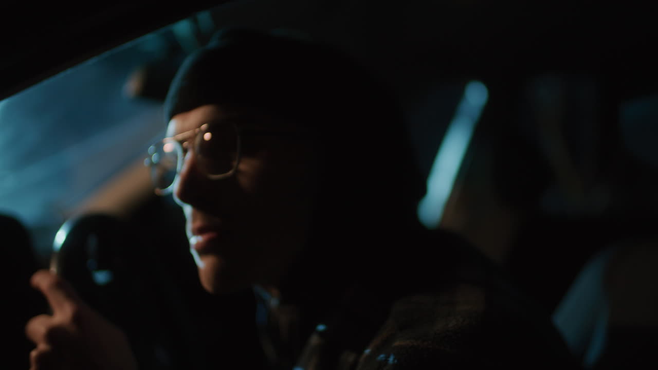 Person Driving at Night