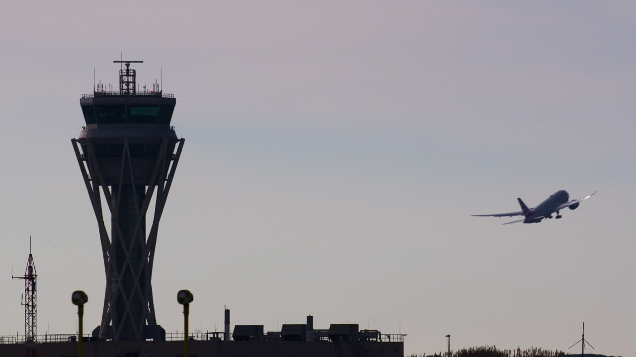 Airport Tower and Airplane