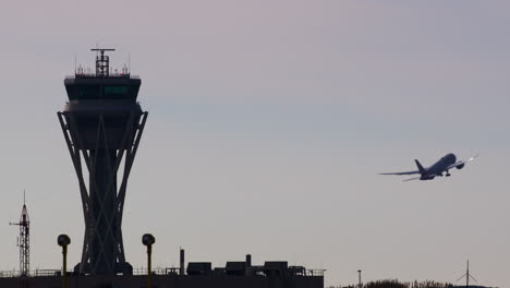 Airport Tower and Airplane