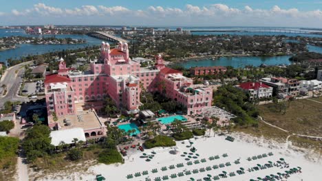 4k drone video of historic don cesar hotel on st