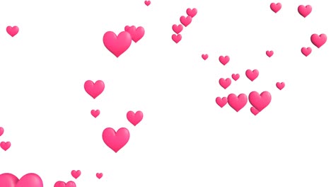 animación abstracta en forma de corazones rosados. sobre un fondo blanco.