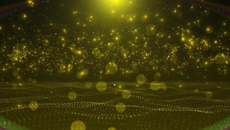 frame of glowing yellow lines background frame shining effects on black copy space empty glowing
