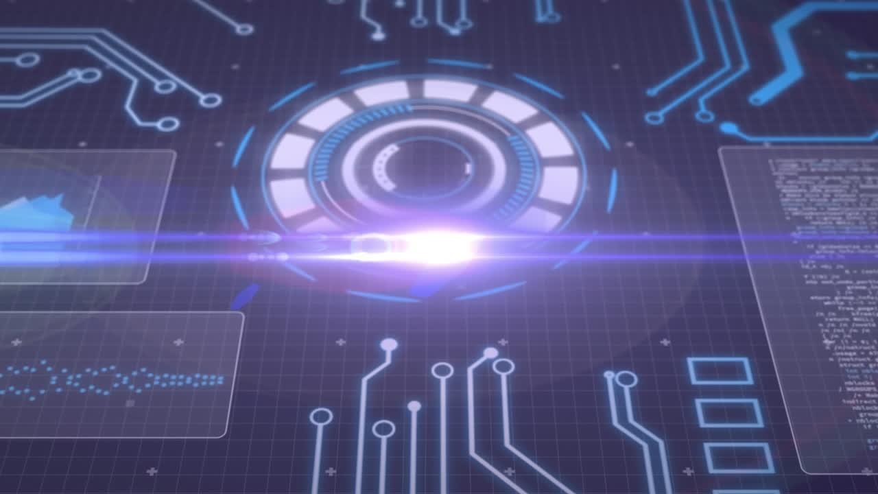 검은 바탕에 데이터 처리 및 범위 스캐닝의 애니메이션