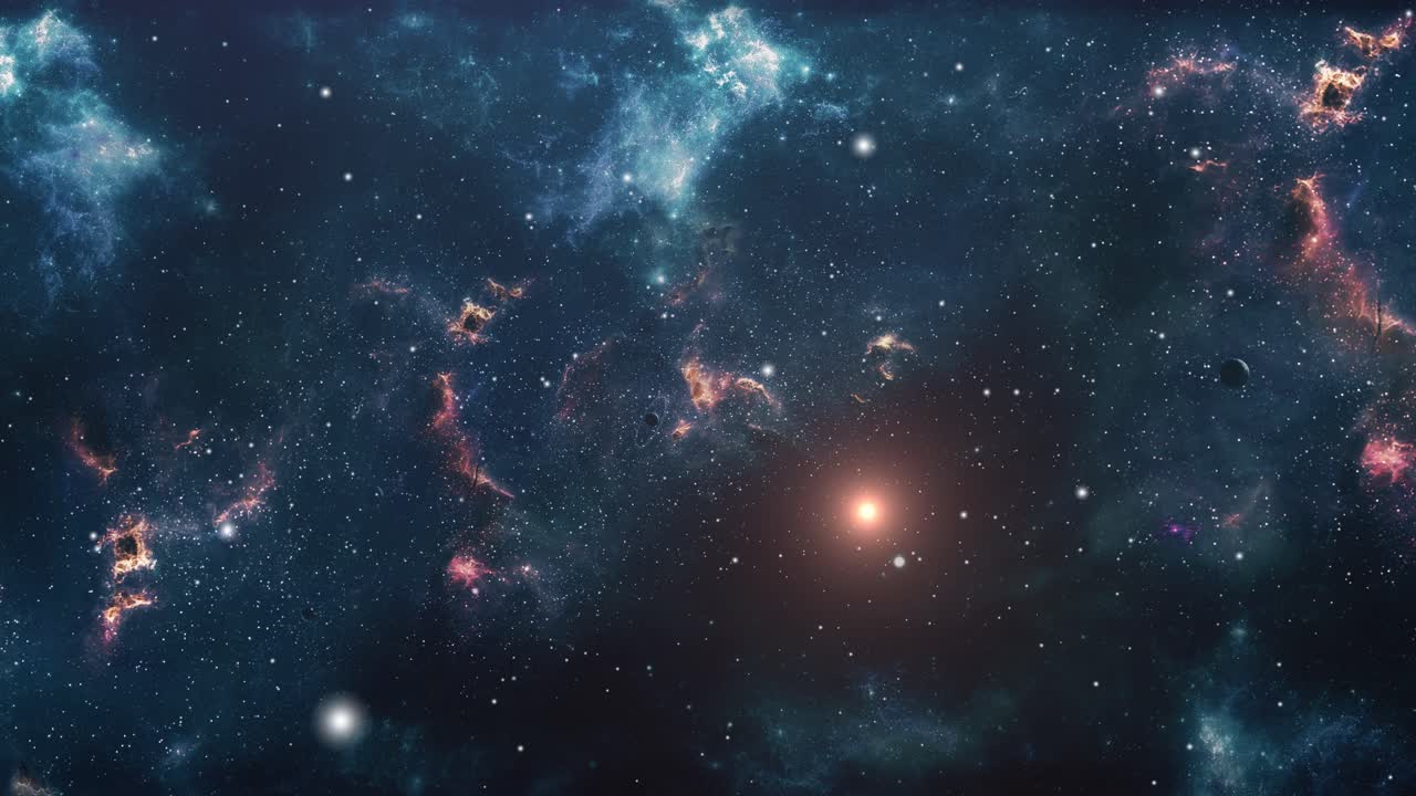 nubes nebulosas y una luz brillante flotando en el universo