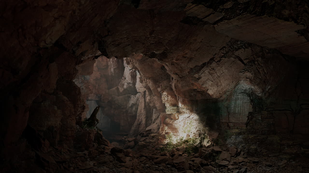 una luz brilla a través de la entrada de una cueva