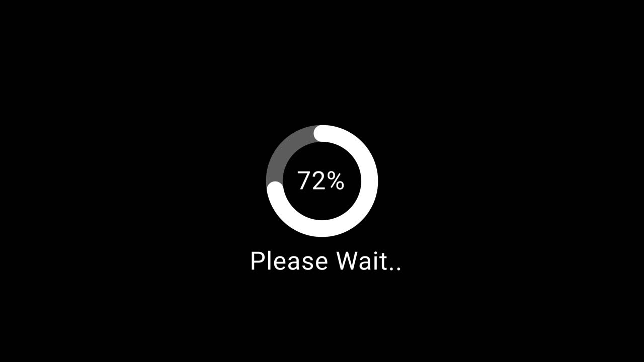 Digital Loading Progress Bar with Percentage and Please Wait Text